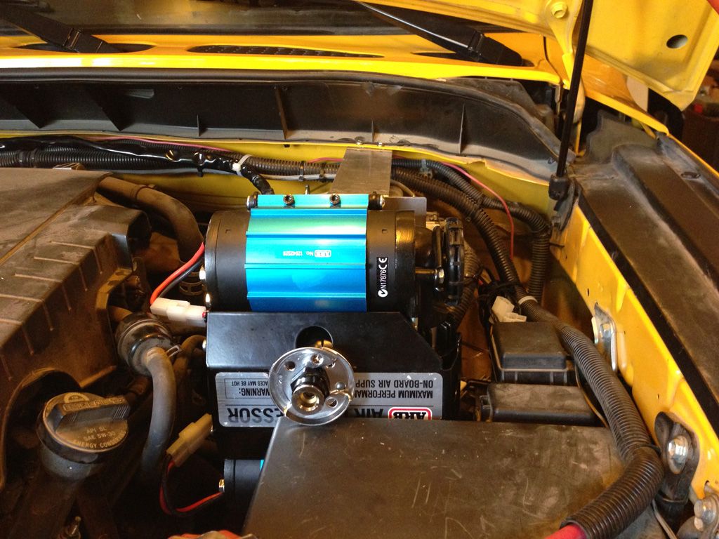 ARB Twin Compressor with Dual Battery mounted in Engine Compartment